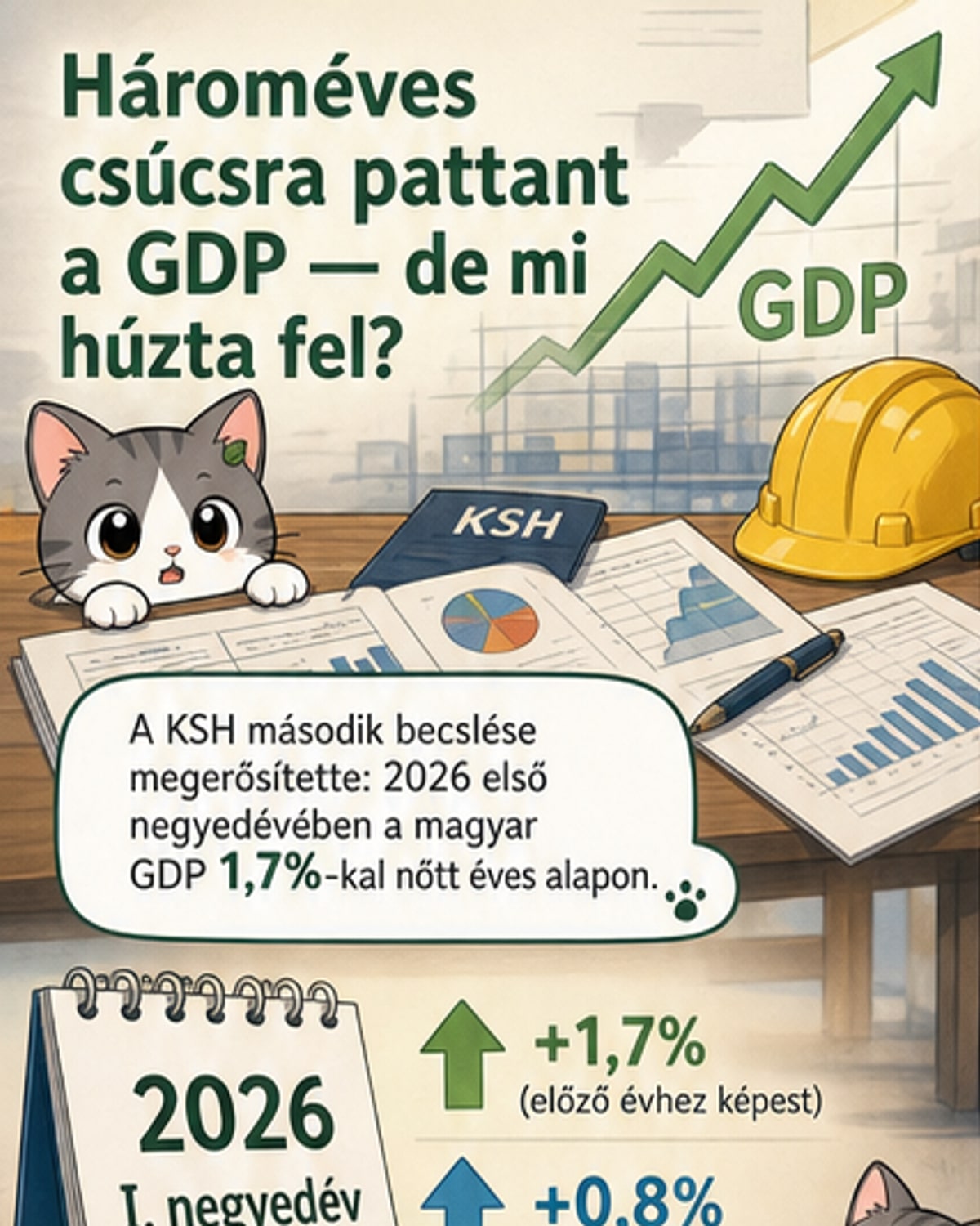 1,7%-os GDP-növekedés az első negyedévben
