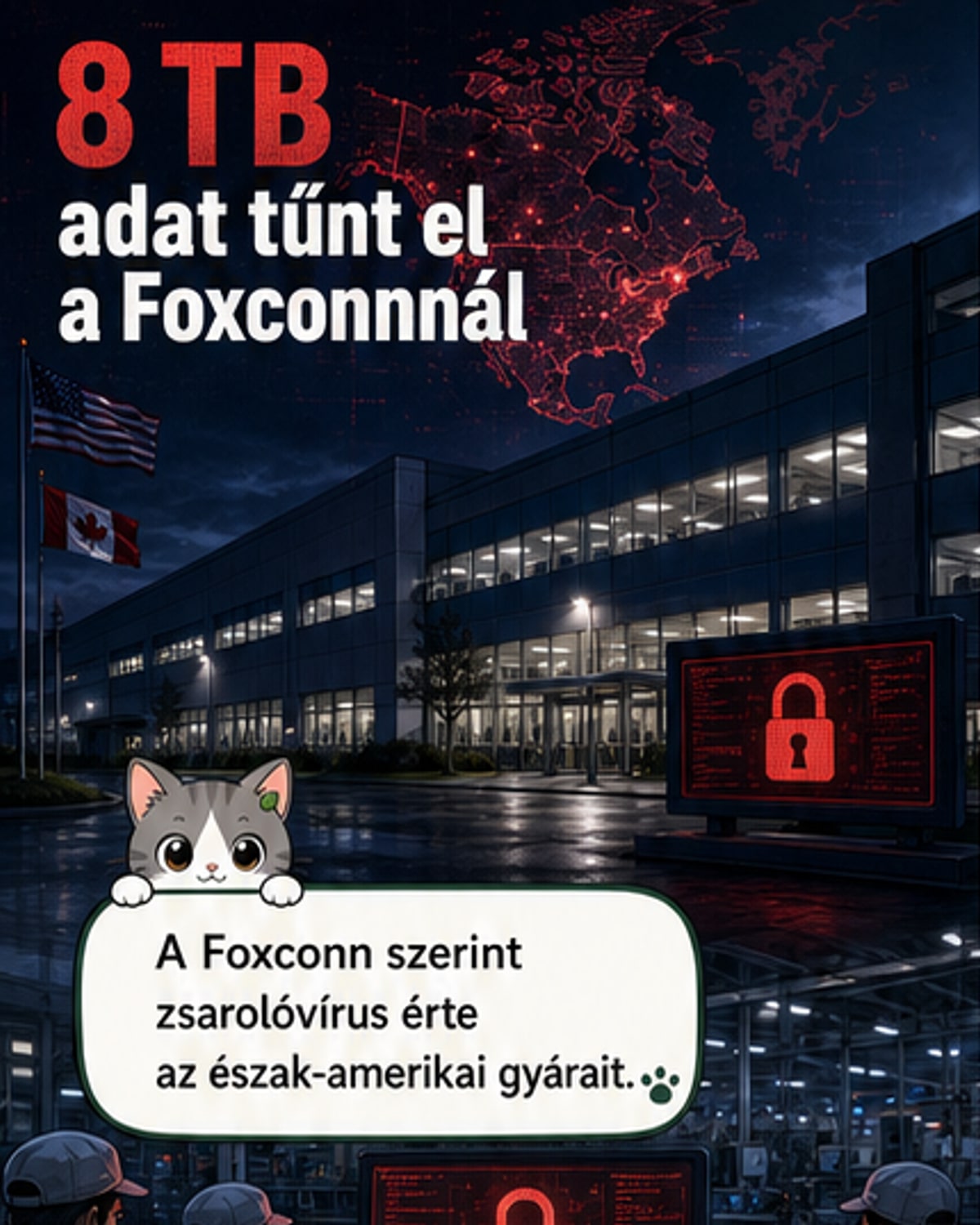 Foxconn elleni hackertámadás: 8 TB adatot loptak