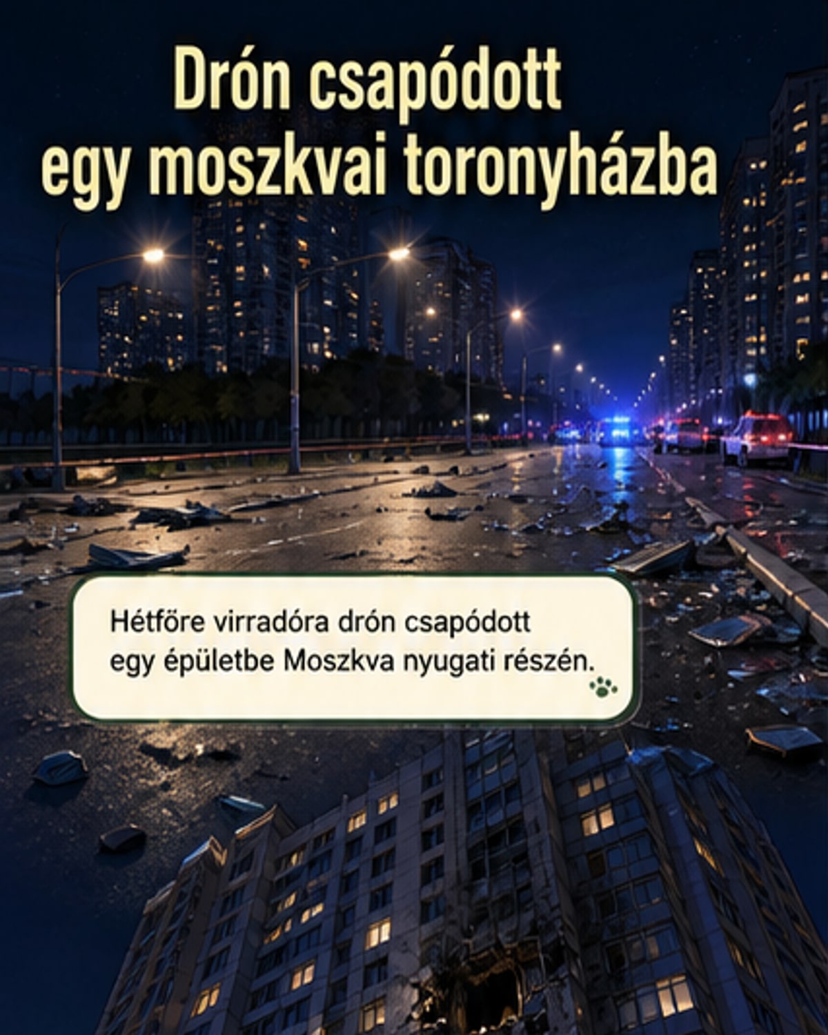 Dróntámadás Moszkvában, lakótorony égett