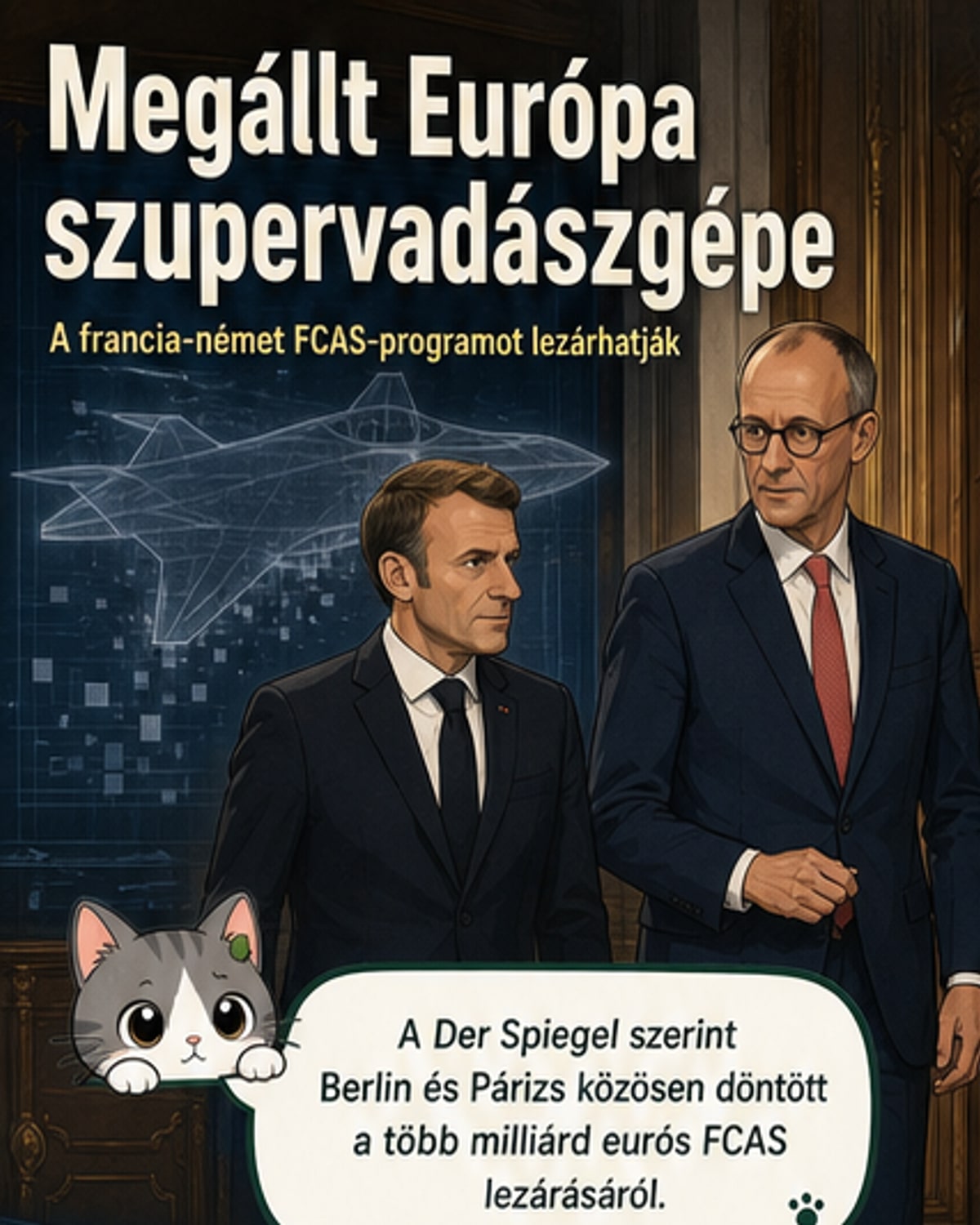 Két katonai repülőgép repül egymás mellett, alattuk digitális hálózatok és adatáramlás szimbolikus ábrázolása, hátterükben Európa térképe