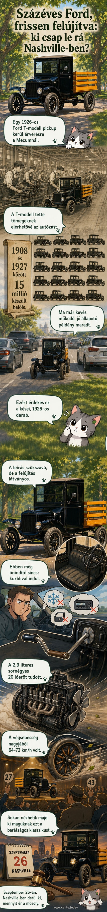 Felújított 1926-os Ford T-modell pickup, amely száz év múlva is tökéletes állapotban van
