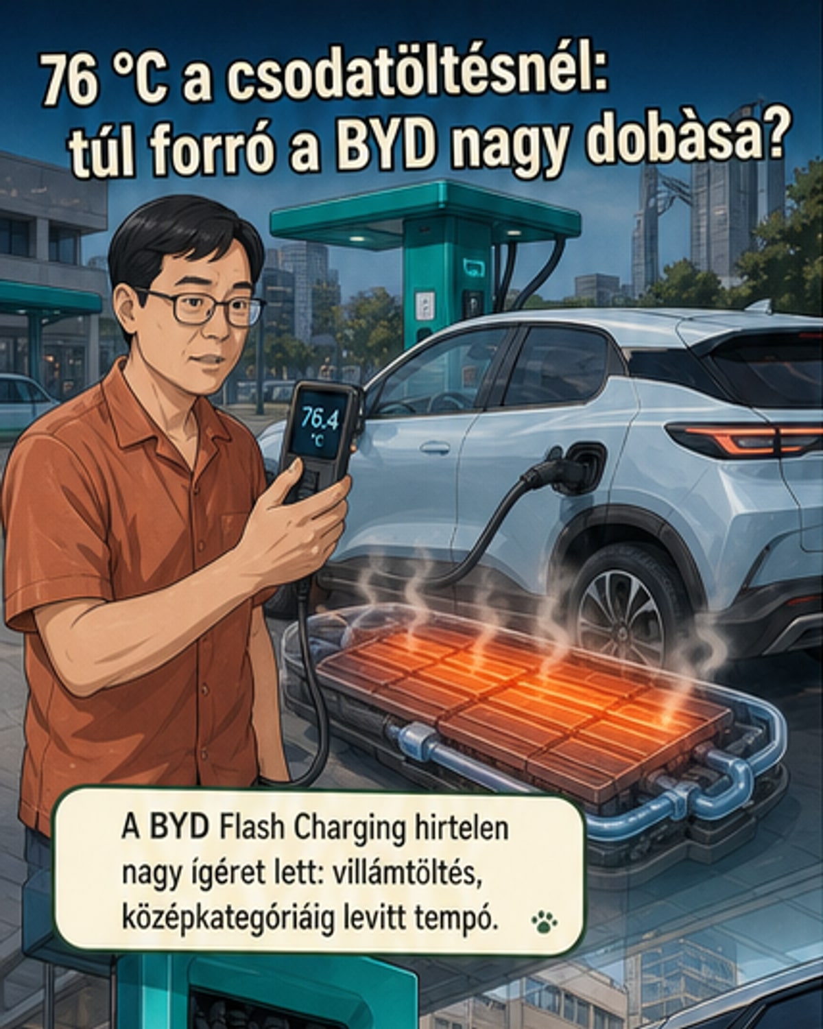 BYD csodatöltés melegít: akku 76 fokig