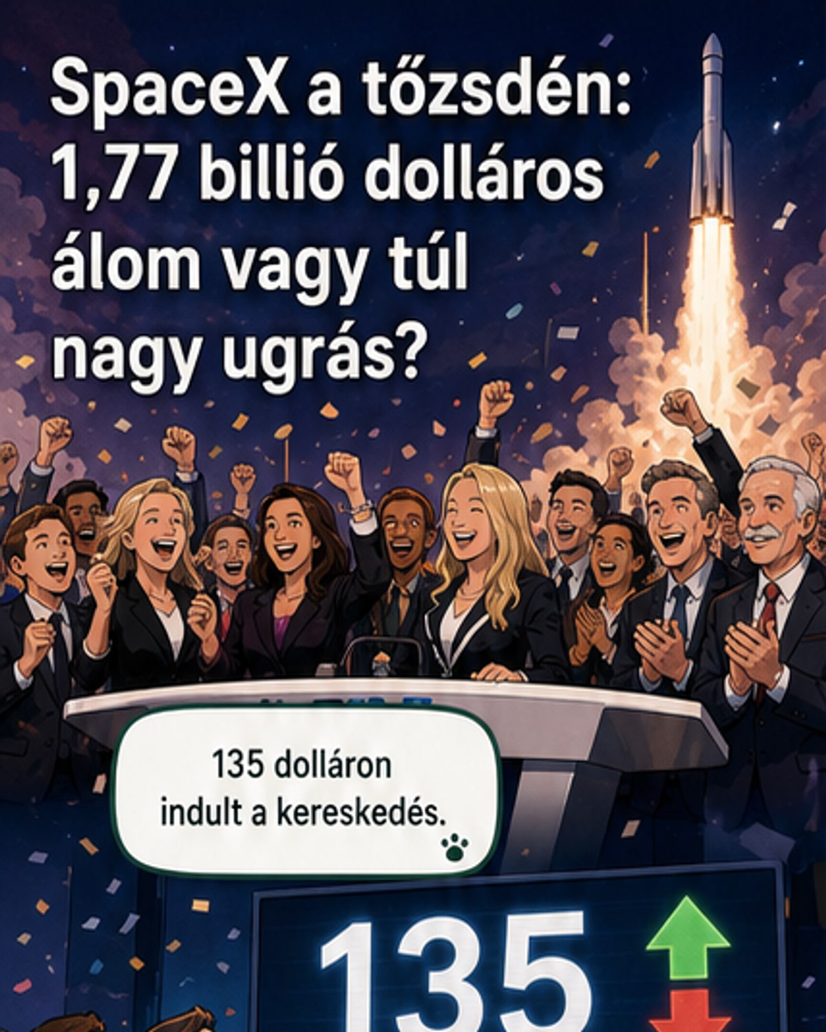 Történelmi tőzsdelépés: elindult a SpaceX részvénykereskedése