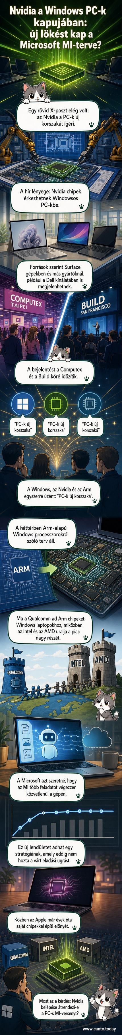 Képernyőkép az Nvidia, Microsoft és Arm közös közleményéről, amely a 'PC-k új korszaka' szöveget jeleníti meg.