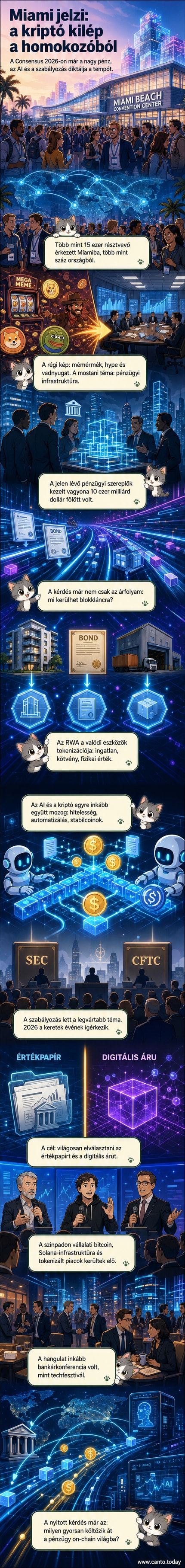 Digitális láncszemekből álló pénzérmék, hátterükben világkép és blokklánc-szimbólumok