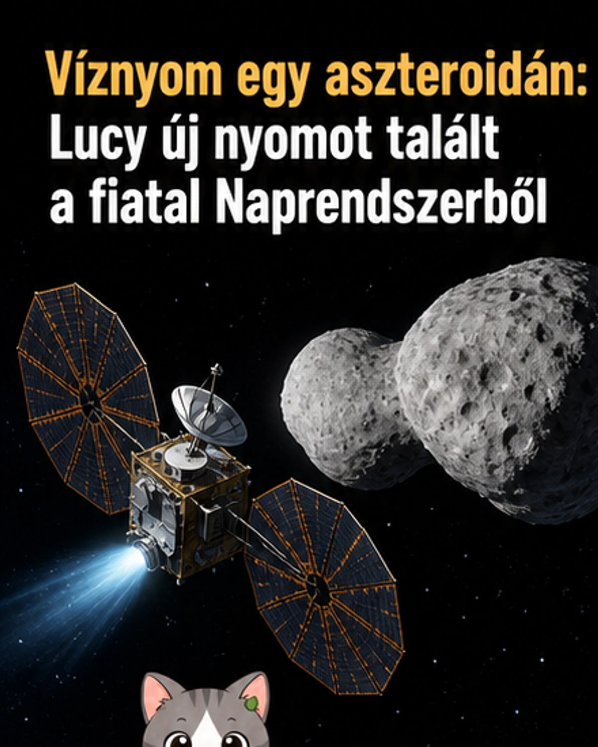 A Donaldjohanson aszteroida részletgazdag képe, amelyet a NASA Lucy űrszondája készített 2025. április 20-án, körülbelül 1100 km távolságból.