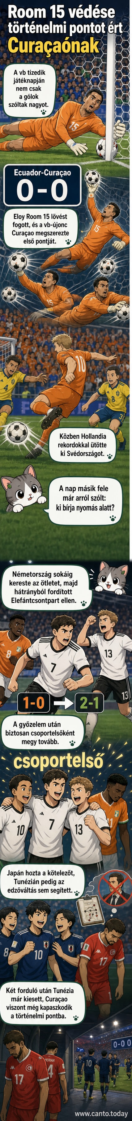Labdarúgók egy vb-meccsen, tágas stadionban, nézőkkel teli lelátókkal, a pályán intenzív játék zajlik.
