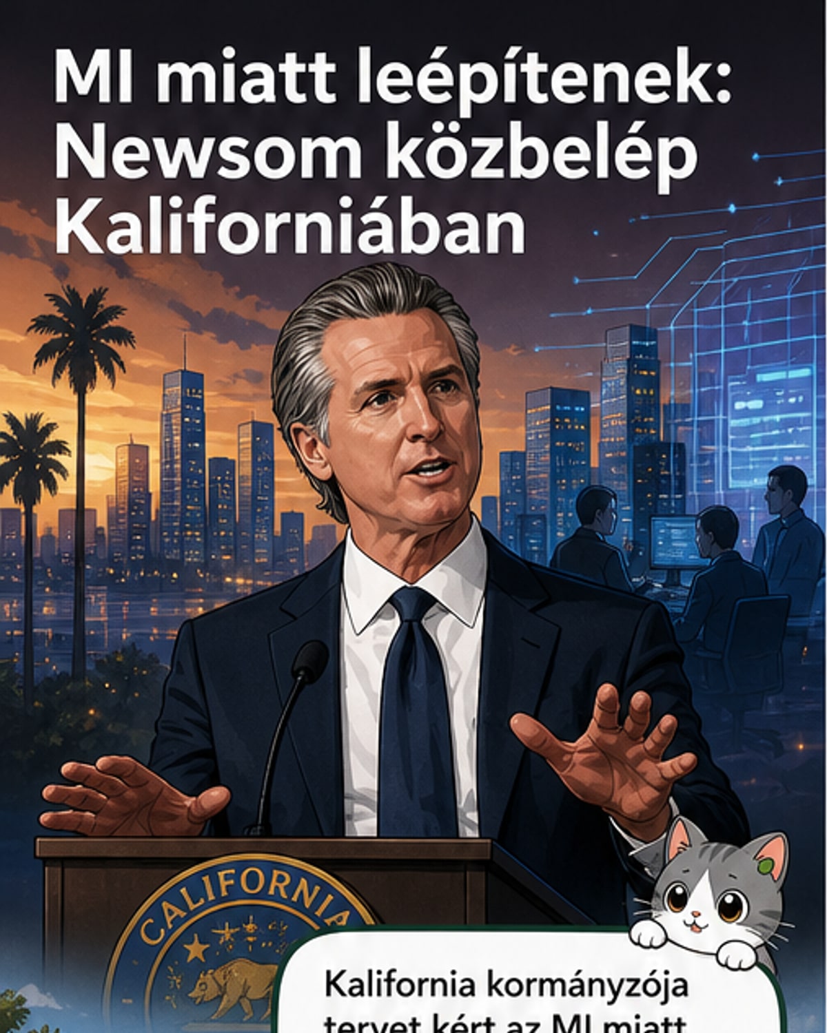 Kaliforniában közbelép a kormányzó az MI miatt elbocsátottak miatt
