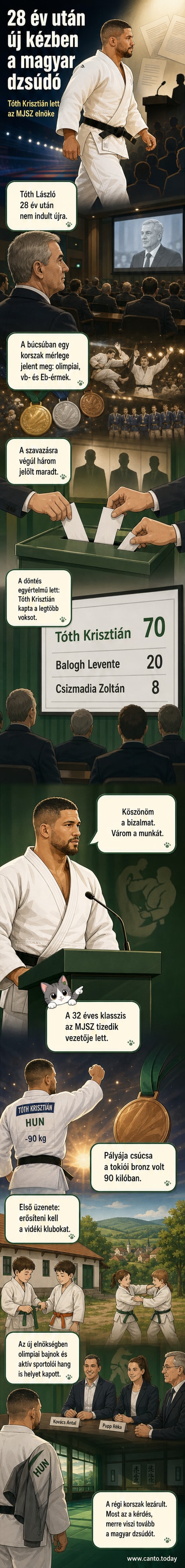 A Magyar Judo Szövetség új elnöke, Tóth Krisztián, aki a 2021-es tokiói olimpián bronzérmet szerzett, most veszi át a szervezet irányítását Tóth Lászlótól.