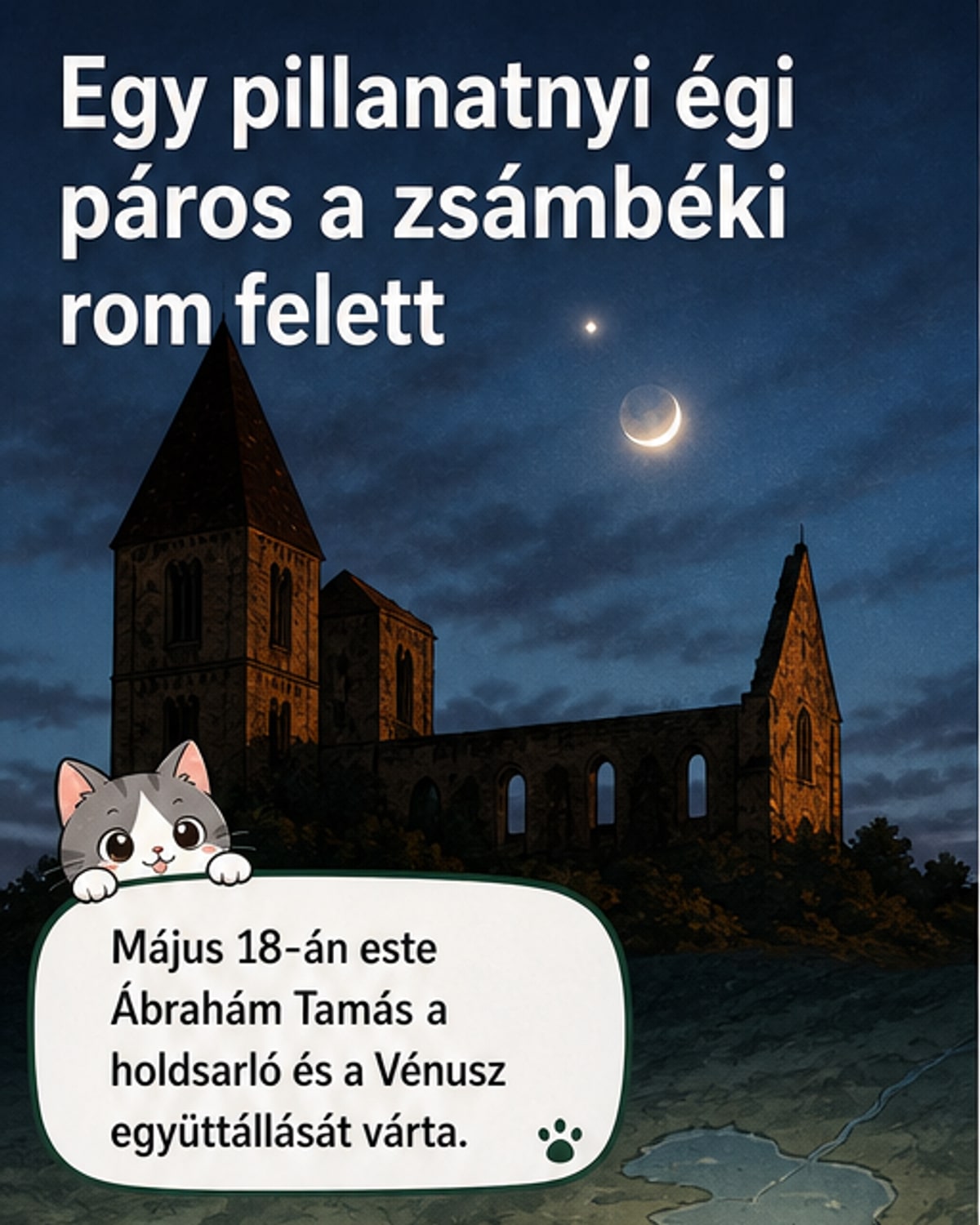 Holdsarló és Vénusz a romtemplom felett