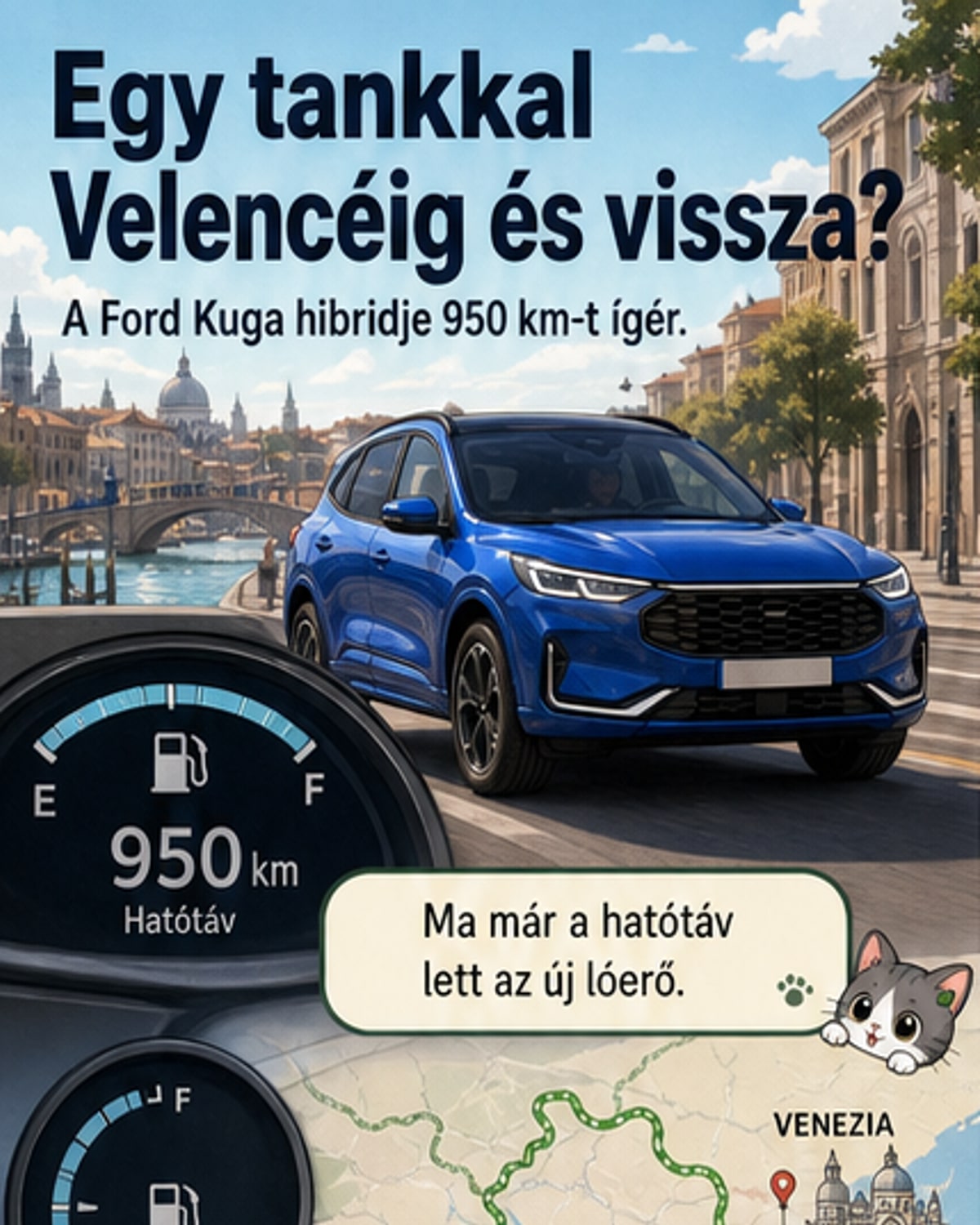 Ford Kuga hibriddel 950 km egy tankkal