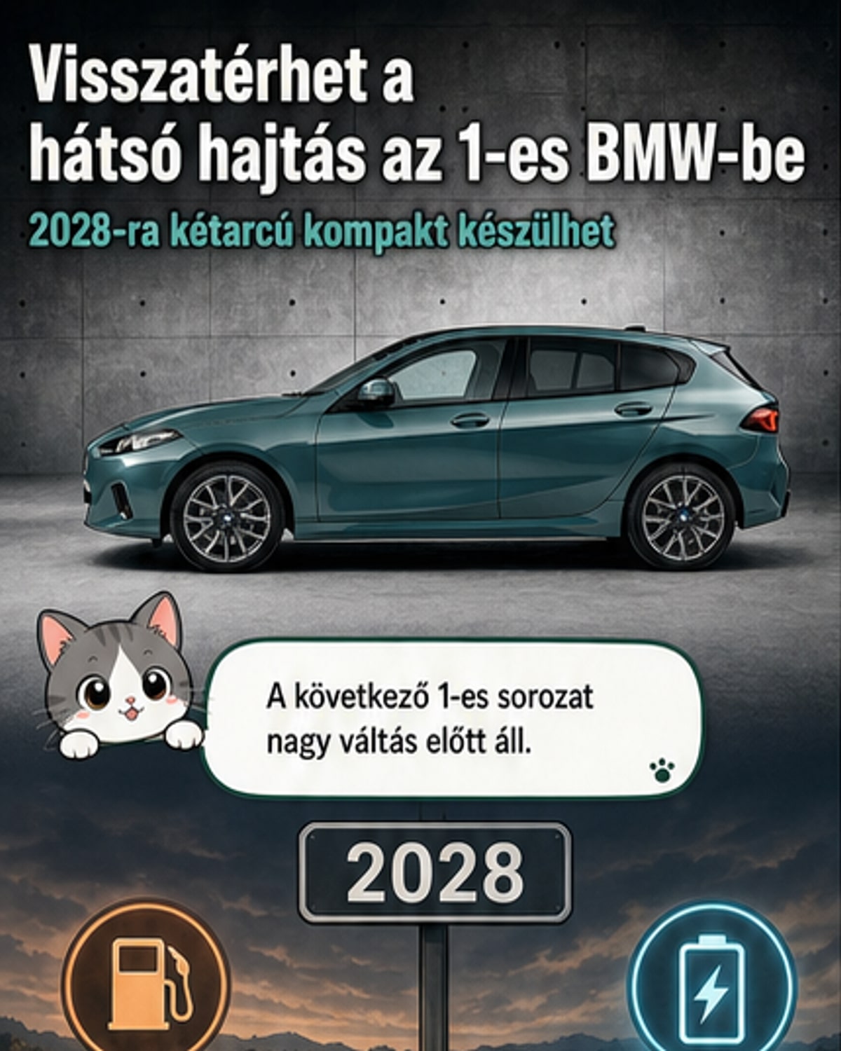 Új BMW 1-es: elektromos meglepetések 2028-ra