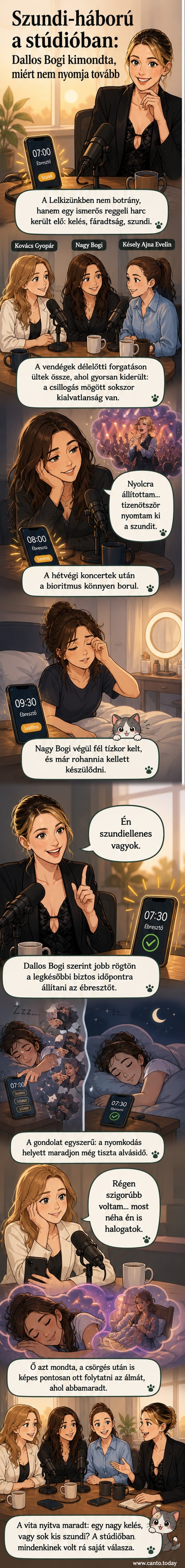 Dallos Bogi és nőtársai egy beszélgetős műsorban ülnek, a háttérben mikrofonok és stúdiófelszerelés látható.
