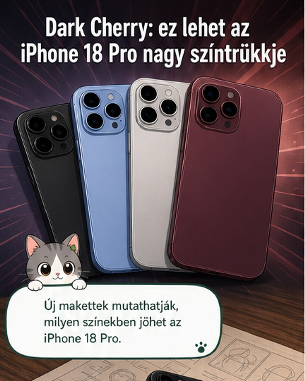 iPhone 18 Pro: Új sötétbordó szín várható