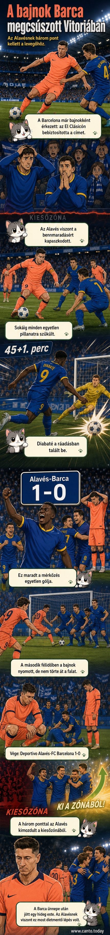 A Deportivo Alavés játékosa, Diabaté ünnepli a gólját a Barcelonával szemben a Mendizorrotza stadionban, a La Liga 36. fordulójában.