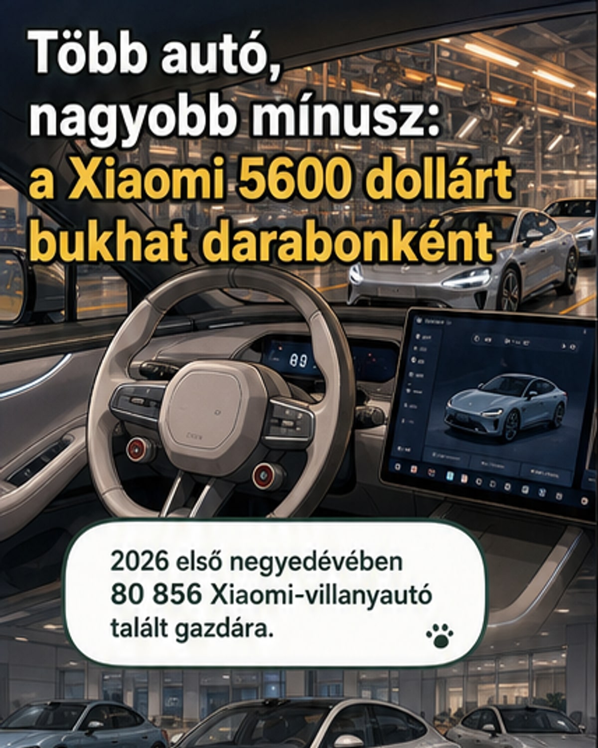 Egy Xiaomi autó eladása 5600 dollár veszteséget hoz