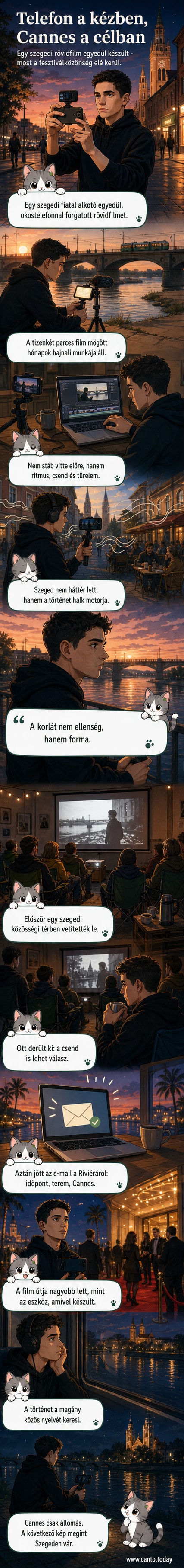 Egy fiatal férfi telefonnal forgat a Tisza-parton, a háttérben szürke égbolt és fák. A kép fekete-fehér, filmhangulatú.