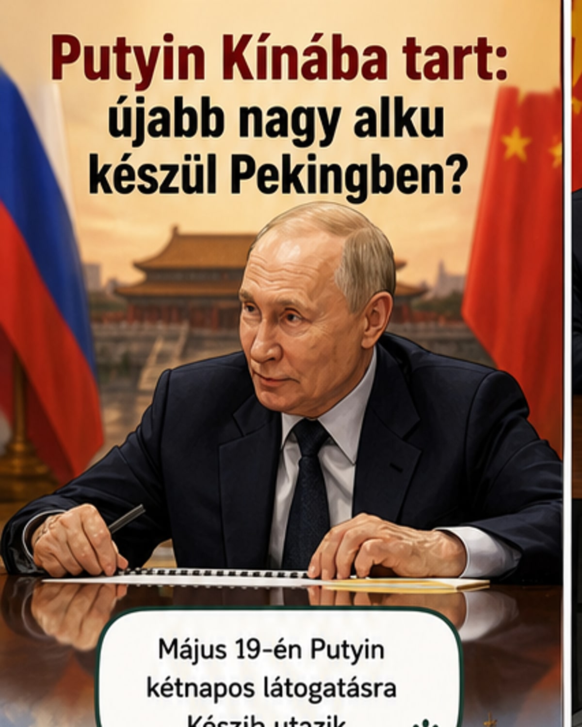 Putyin látogatásra Kínába