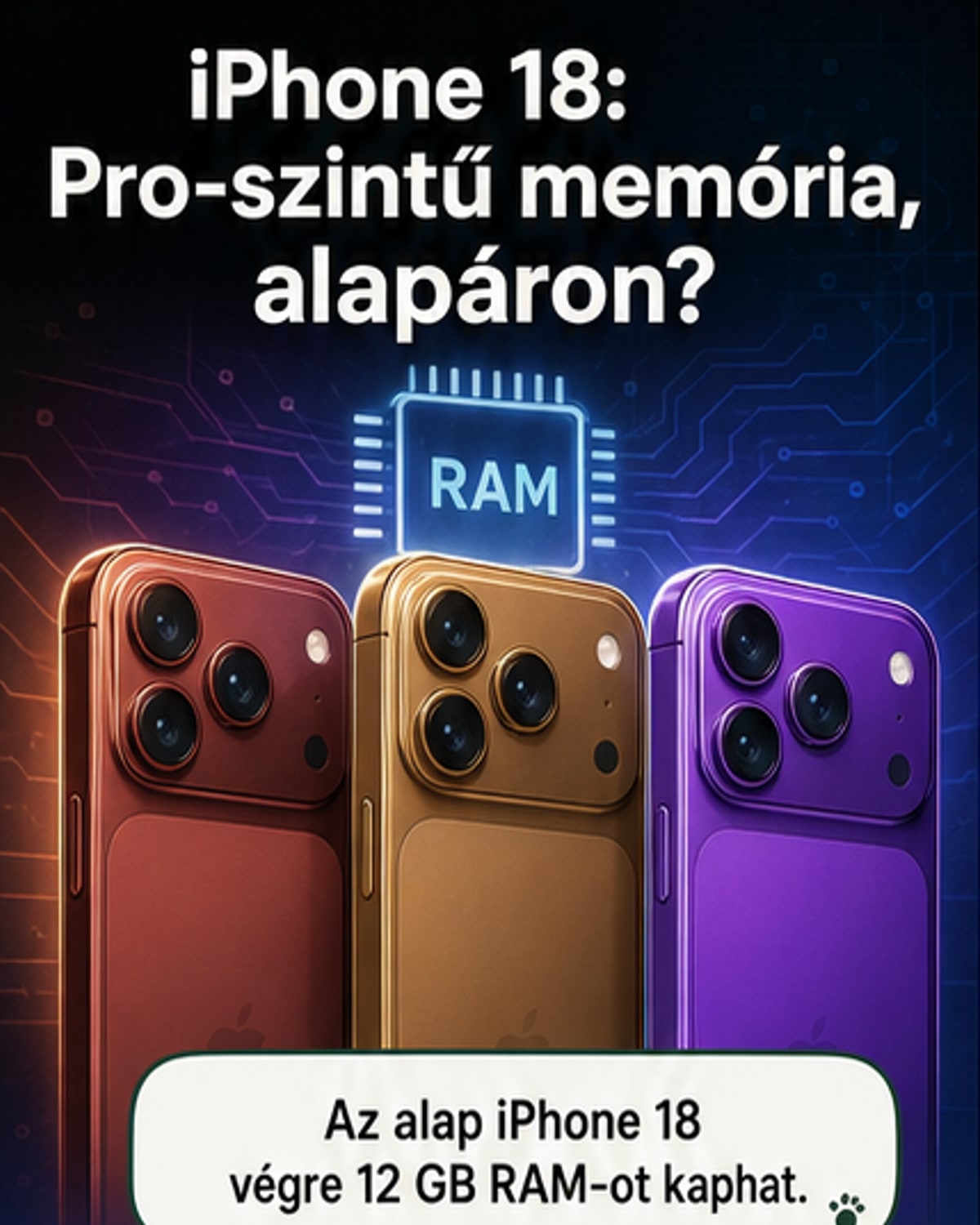 iPhone 18: 50%-os memóriabővítés áremelkedés nélkül