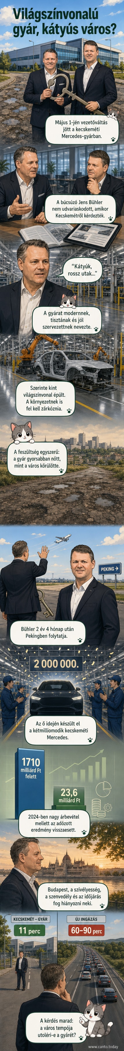 Két férfi áll szemtől szemben, bal oldalon a távozó Jens Bühler, jobb oldalon az új vezető, Christian Dickert, középen a Mercedes logóval.