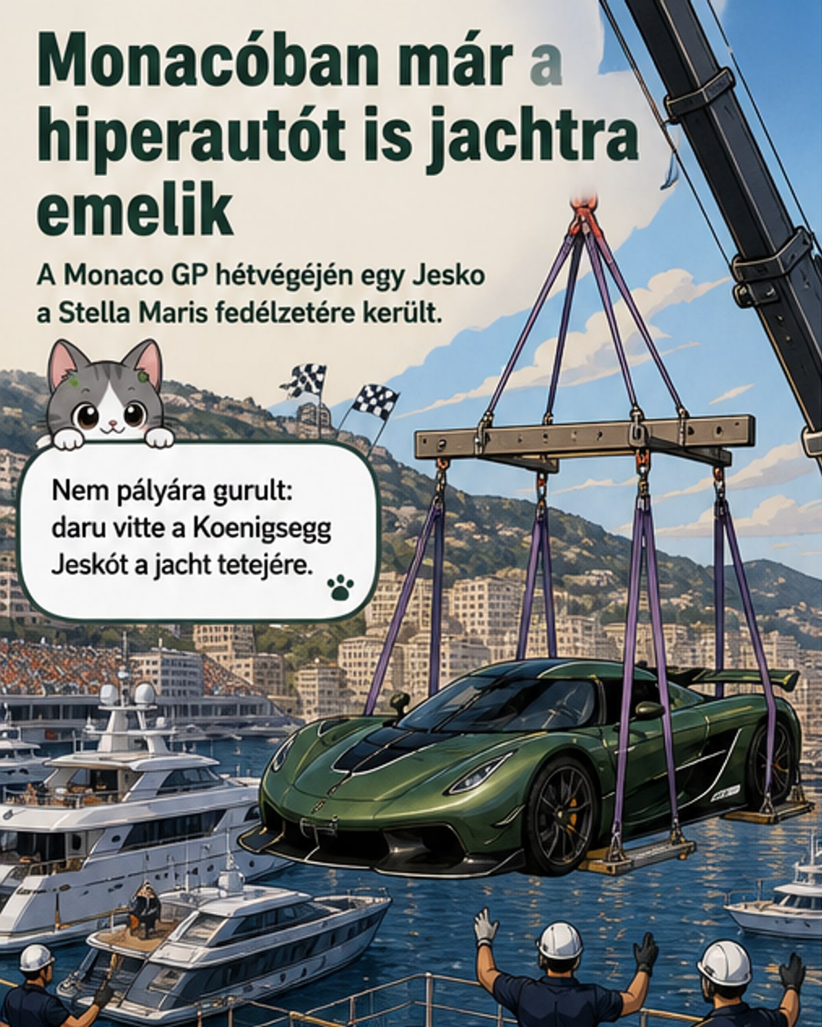 Három autó egy jachton F1 alatt