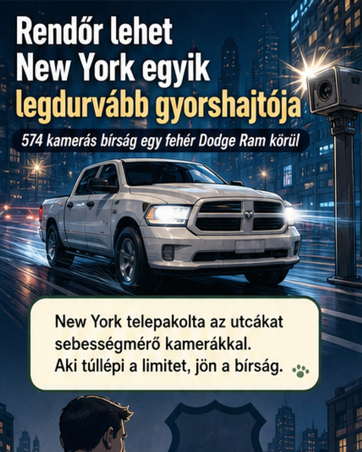 New York egyik leggyorshajtobb rendőre