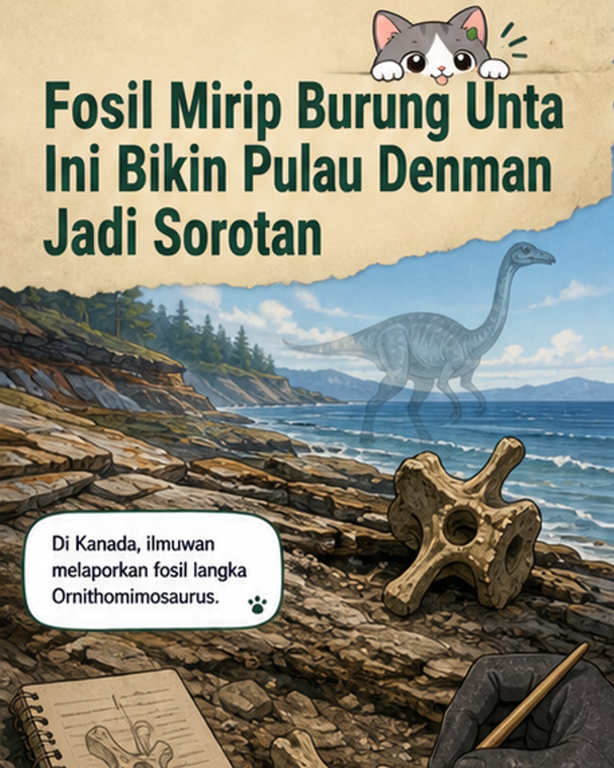 Fosil Dinosaurus Mirip Burung Unta Ditemukan di Kanada
