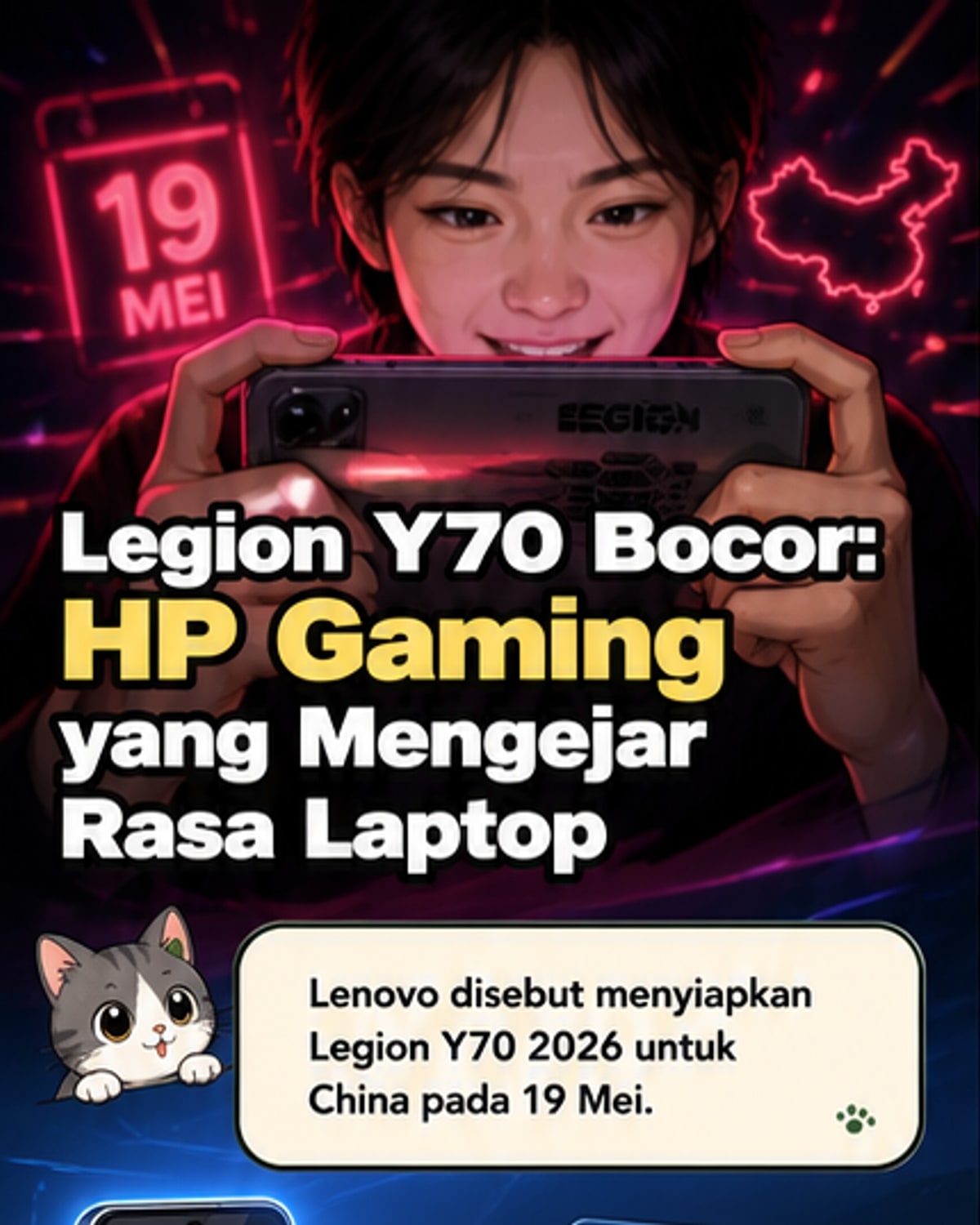 Lenovo Legion Y70 Meluncur, Bawa Snapdragon 8 Gen 5