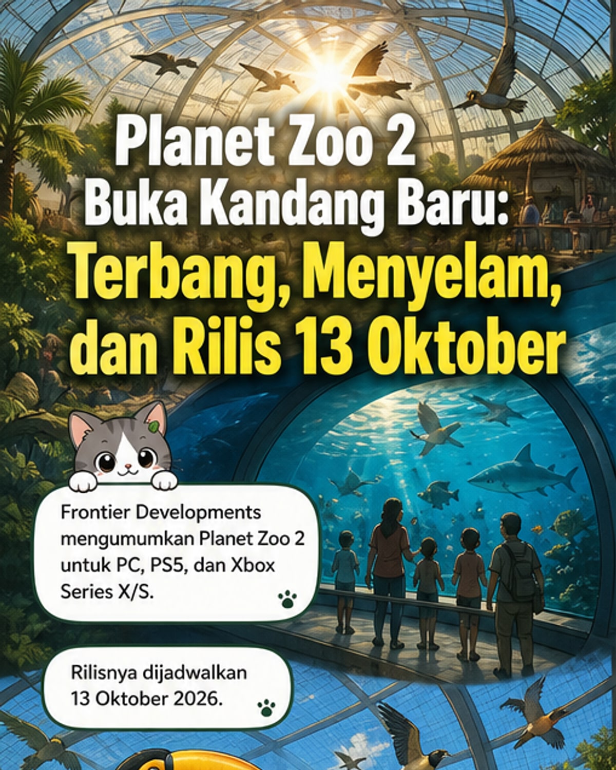 Planet Zoo 2 Hadir dengan Hewan Terbang dan Akuatik
