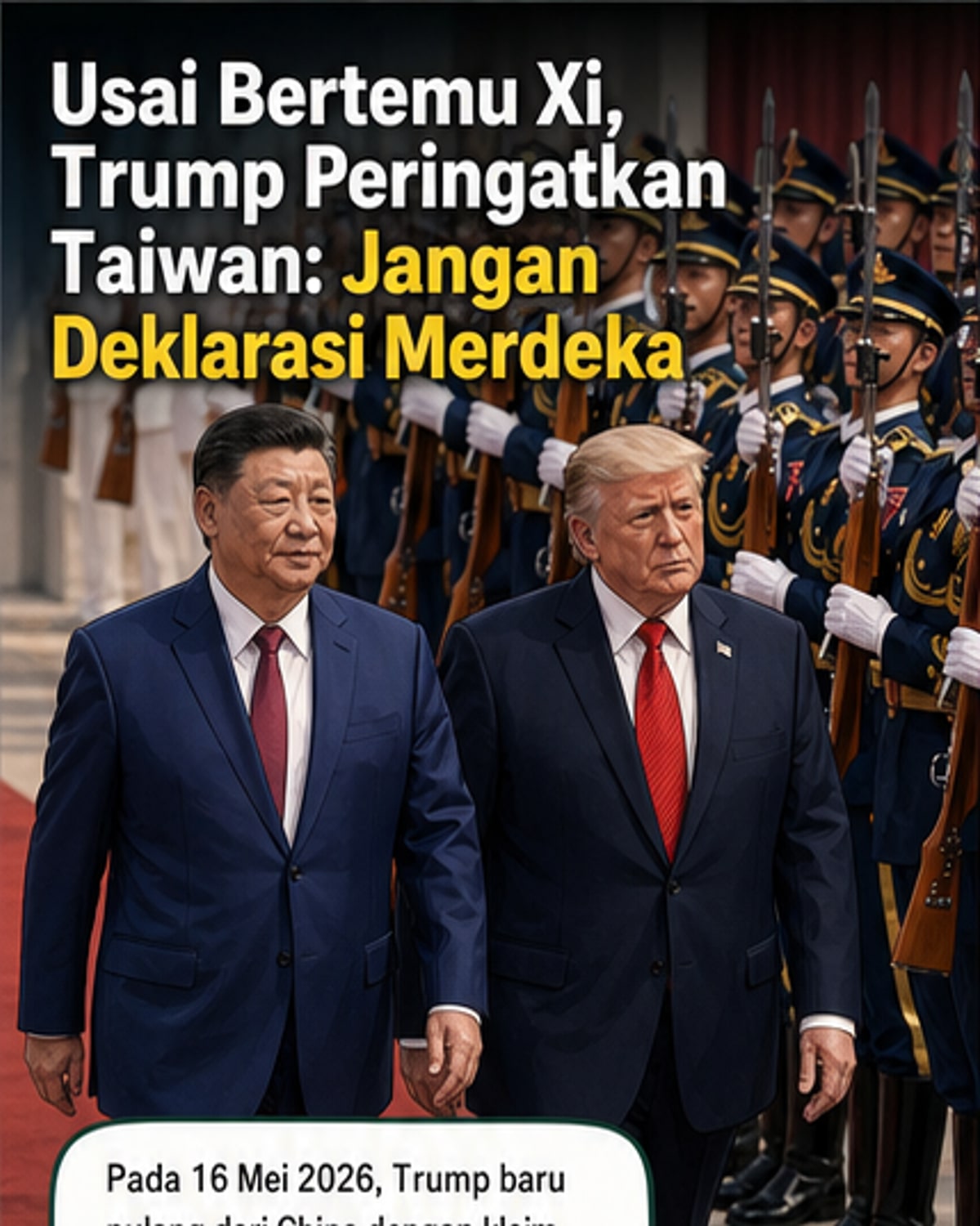 Trump Ingatkan Taiwan Soal Kemerdekaan