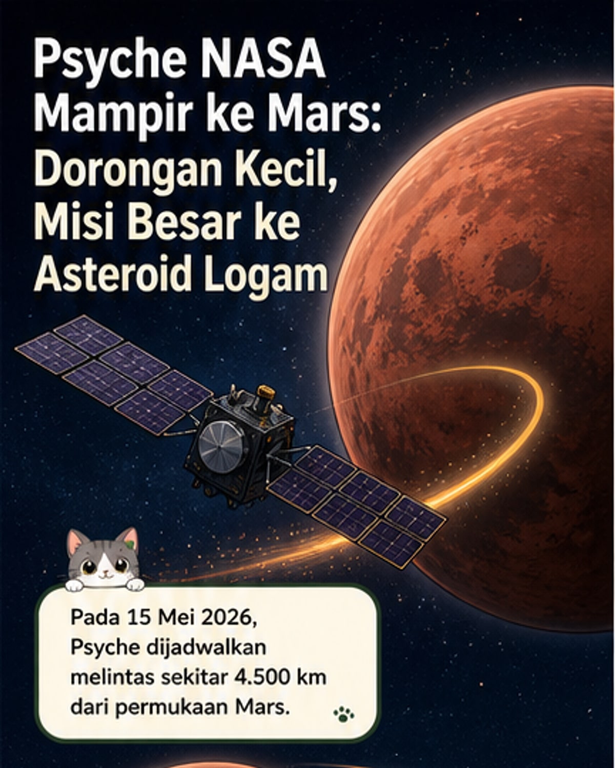 Pesawat NASA Melintas Mars Menuju Asteroid Logam