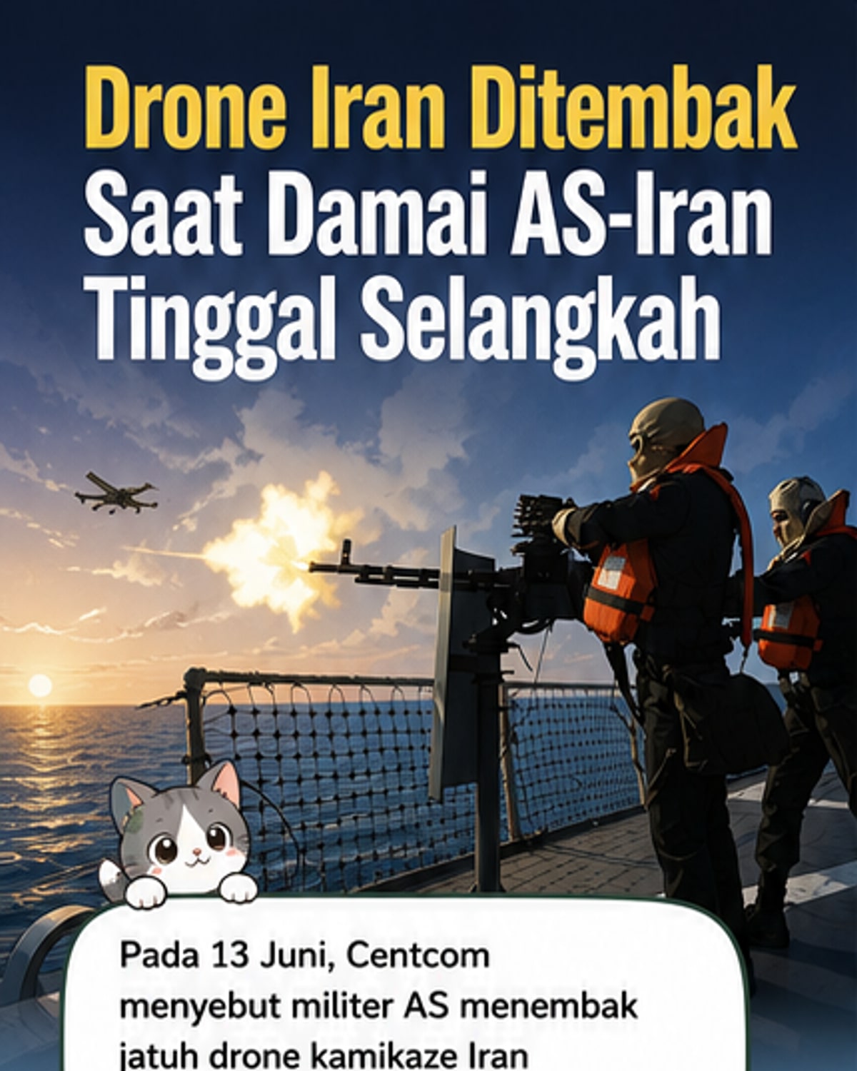 AS Tembak Jatuh Drone Iran Saat Damai di Ambang