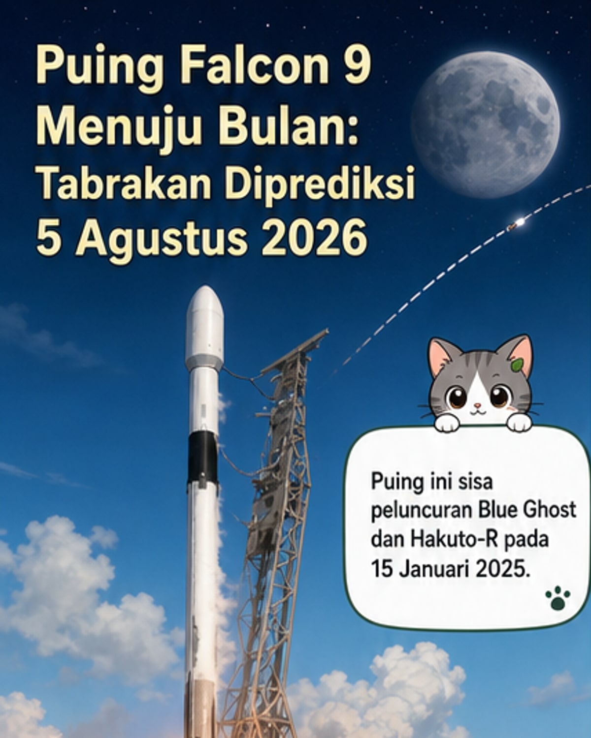 Puing Roket SpaceX Tabrak Bulan