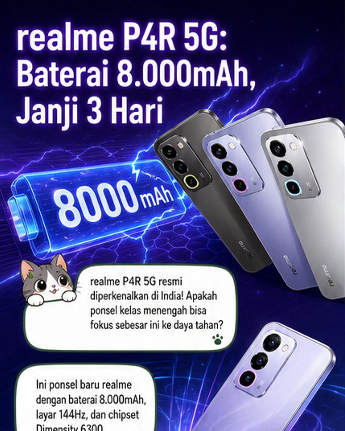 realme P4R 5G Meluncur, Baterai 8.000mAh