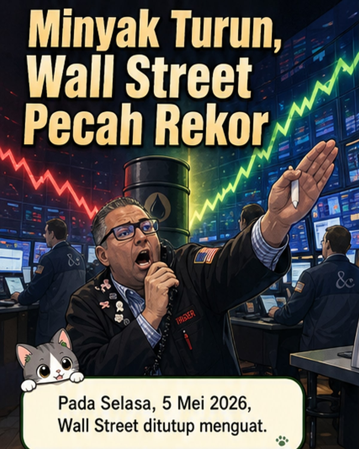 Wall Street Pecah Rekor, Minyak Anjlok