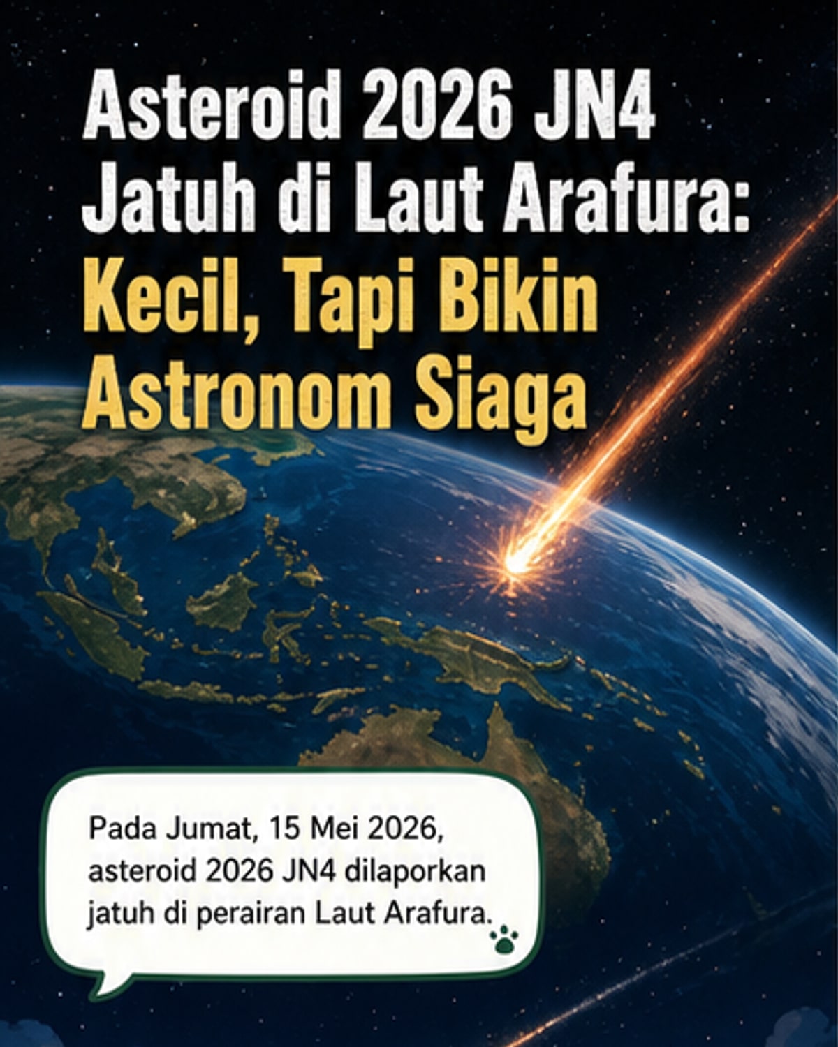 Asteroid Seukuran Manusia Jatuh di Laut Arafura