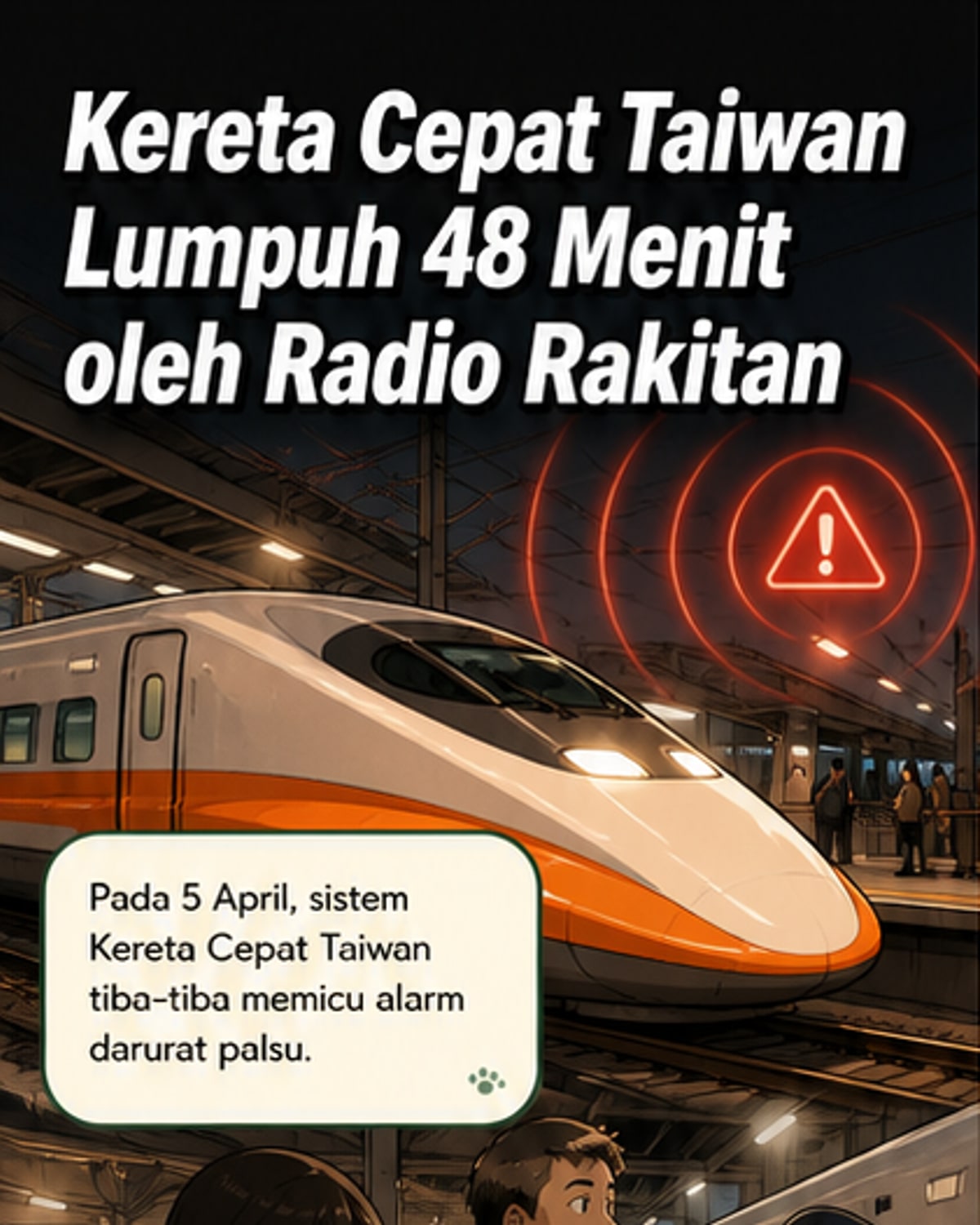Serangan Radio Rakitan Ganggu Kereta Cepat Taiwan