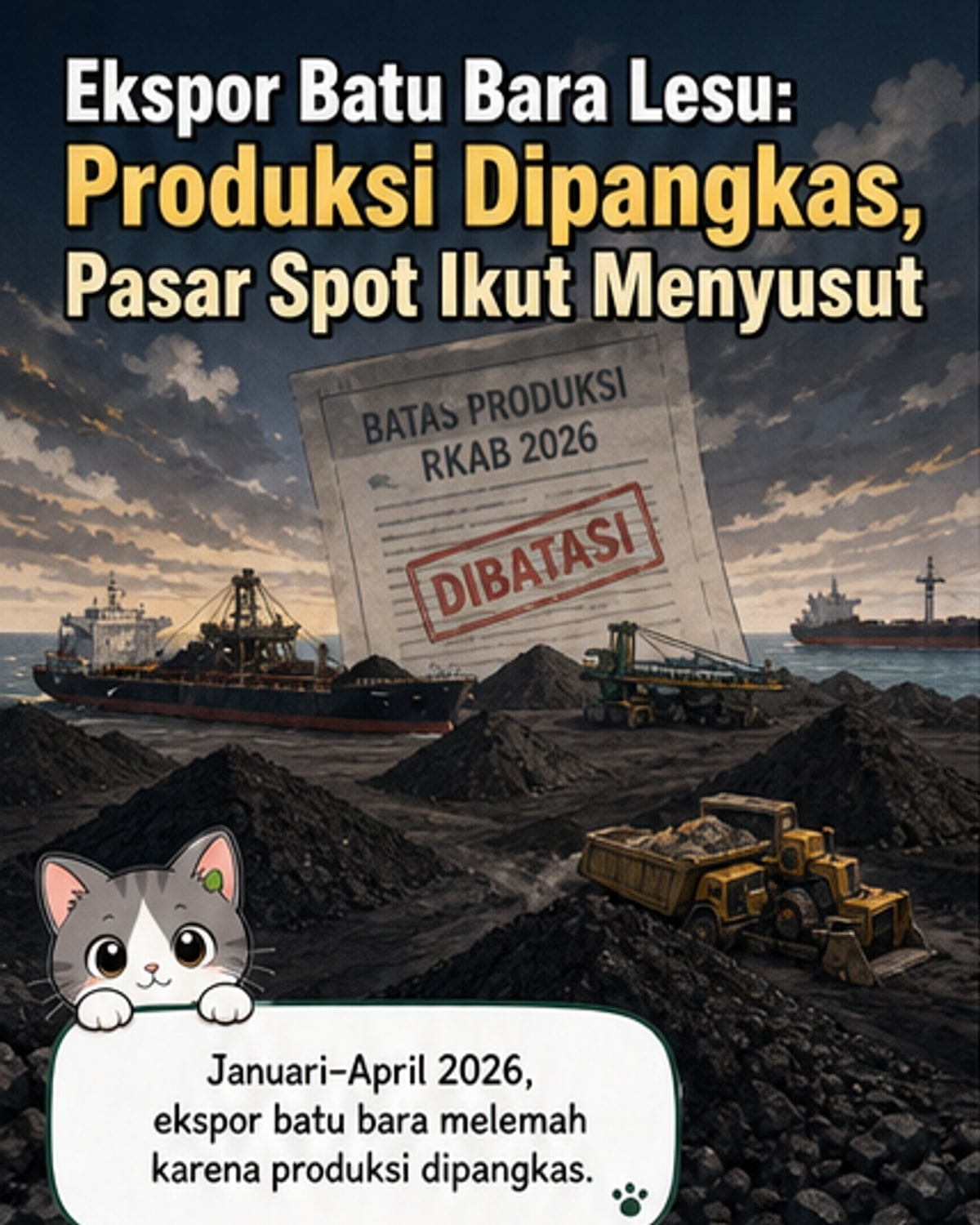 Ekspor Batu Bara Anjlok 7% di Awal 2026