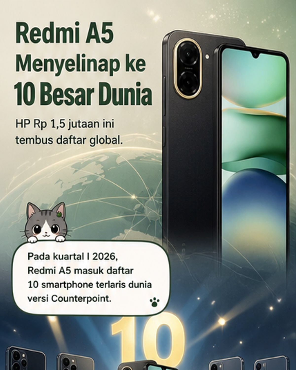 Xiaomi Redmi A5 Masuk 10 Besar HP Terlaris Dunia
