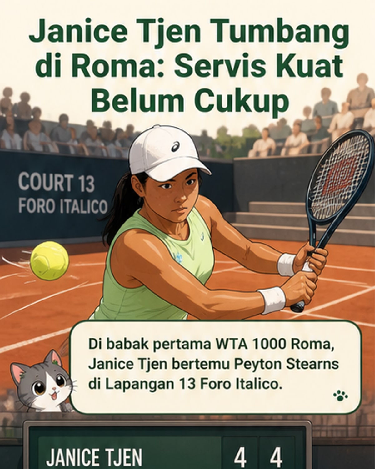 Janice Tjen tersingkir di Roma