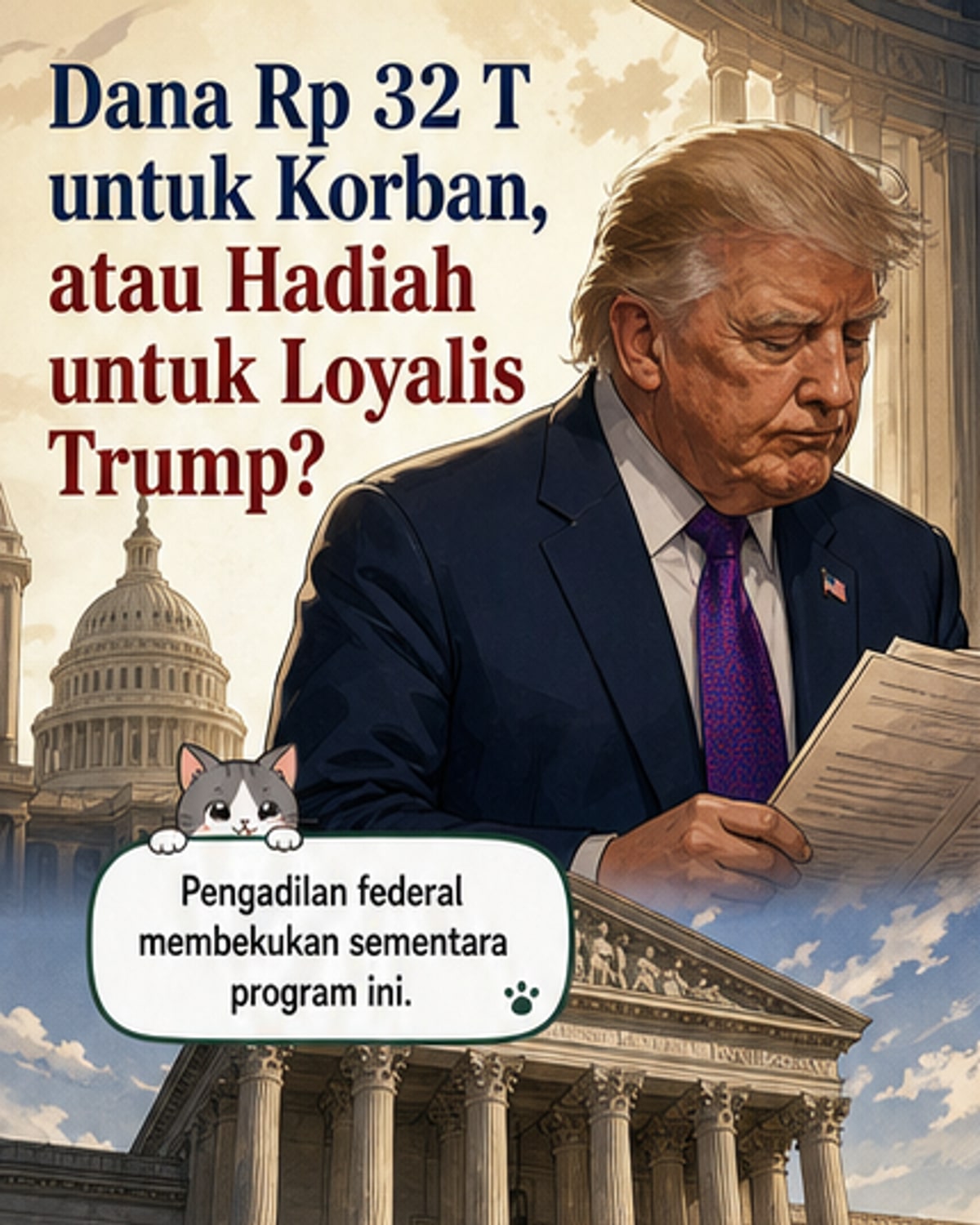 Dana Kompensasi Rp32T Dibekukan, Kontroversi Hadiah Politik Trump?