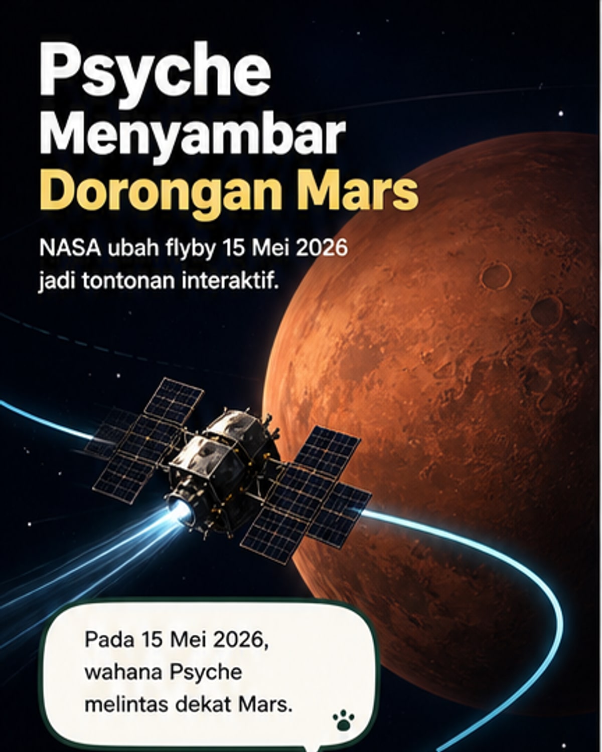Misi Psyche Lintasi Mars untuk Dorong Kecepatan