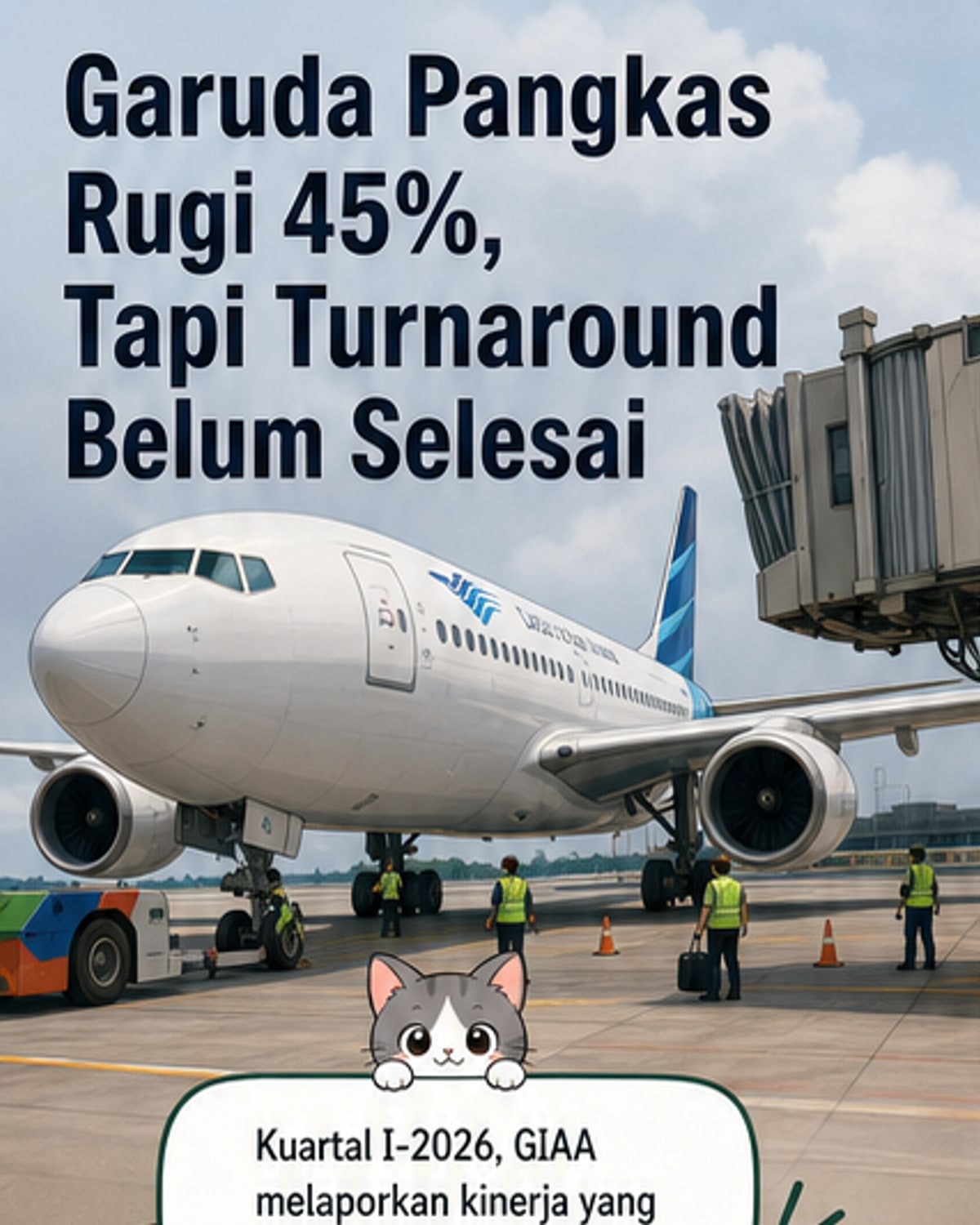 Garuda Pangkas Rugi 45% di Kuartal I
