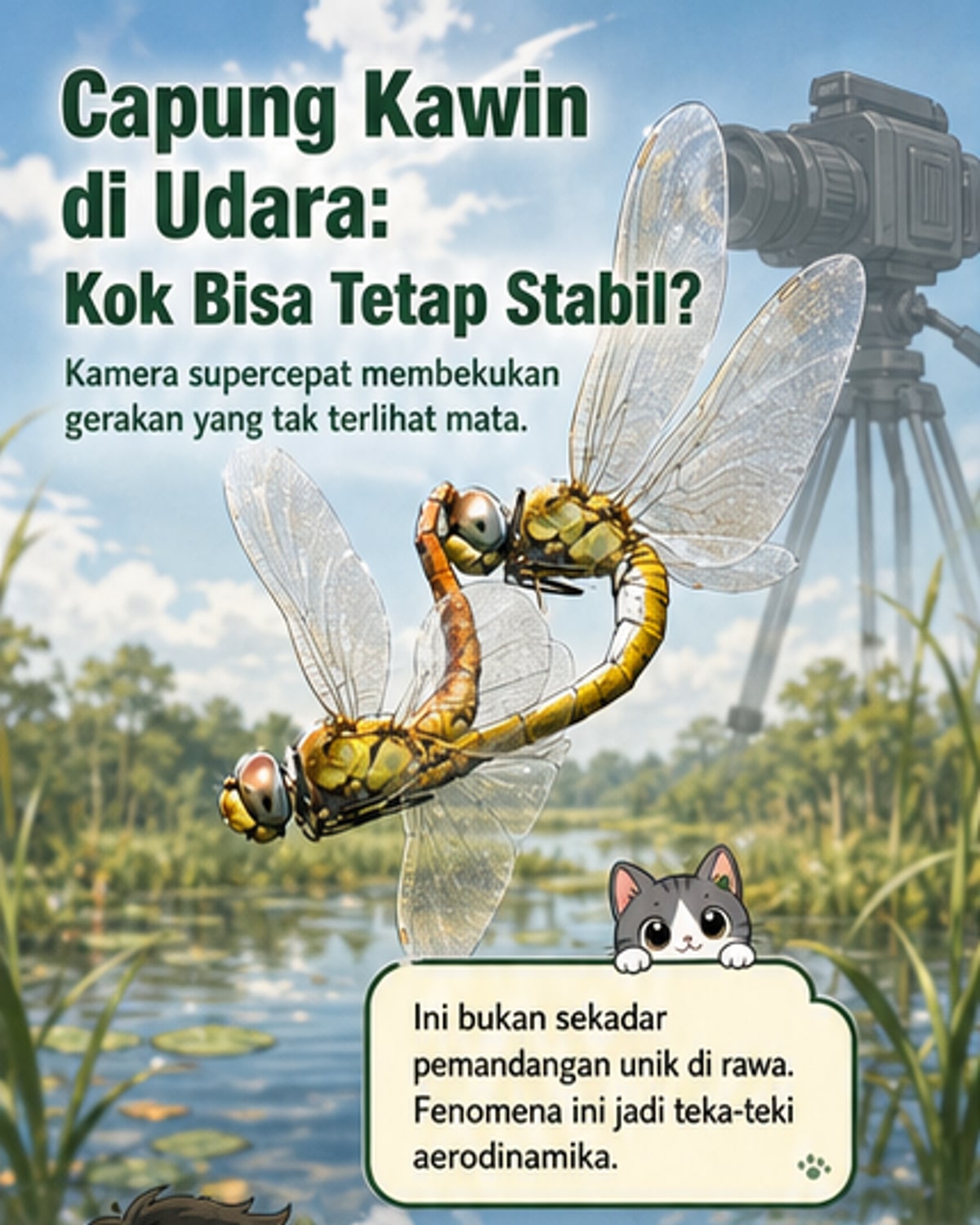Capung tetap stabil saat kawin di udara
