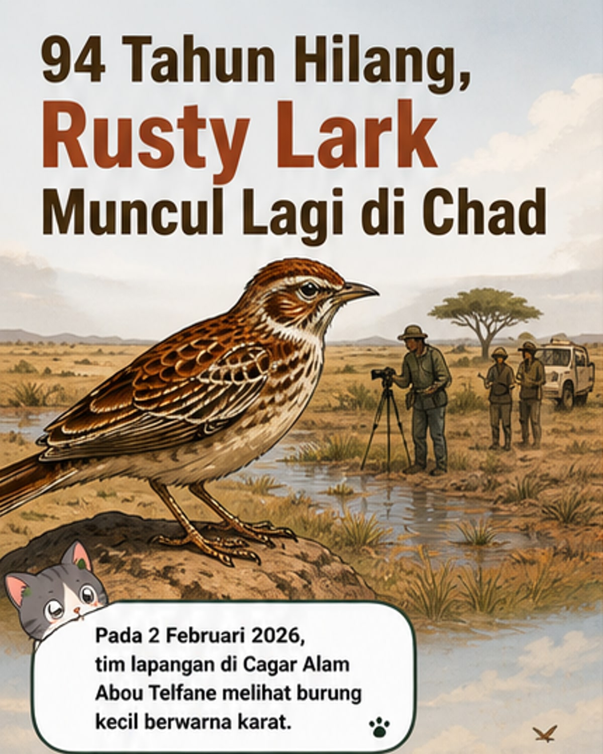 Burung Hilang 94 Tahun Muncul Kembali di Sabana
