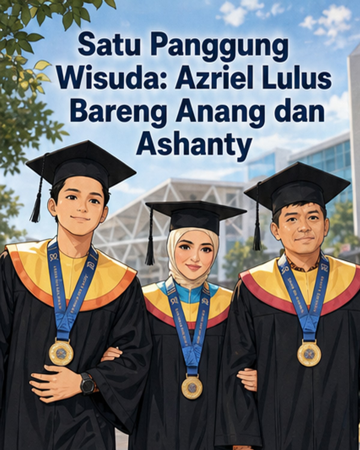Ashanty, Anang, dan Azriel Wisuda Bareng