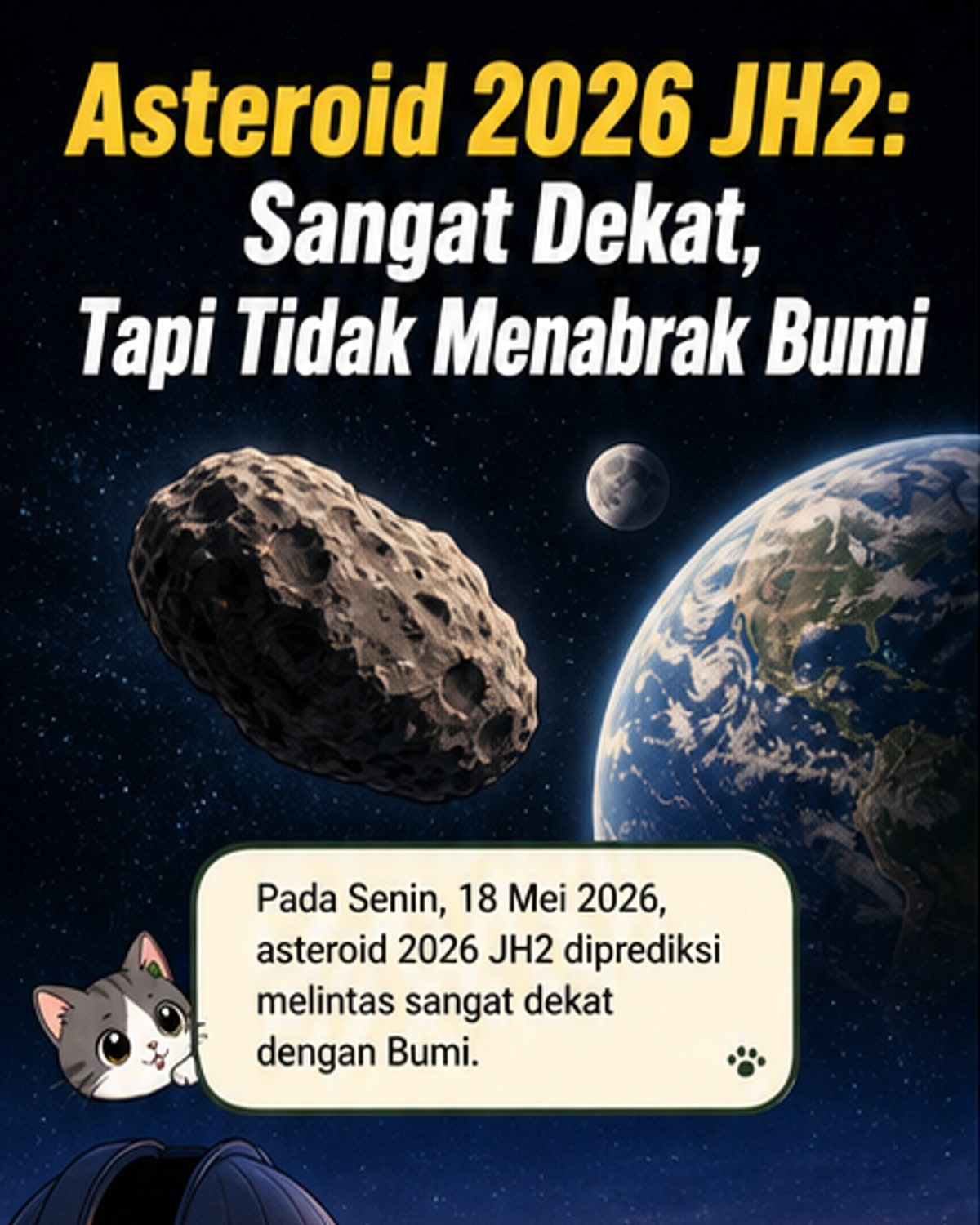Asteroid 2026 JH2 Melintas Dekat Bumi
