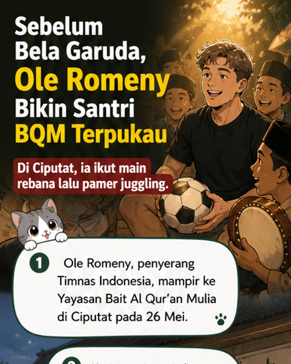 Ole Romeny Main Rebana & Juggling di Depan Santri