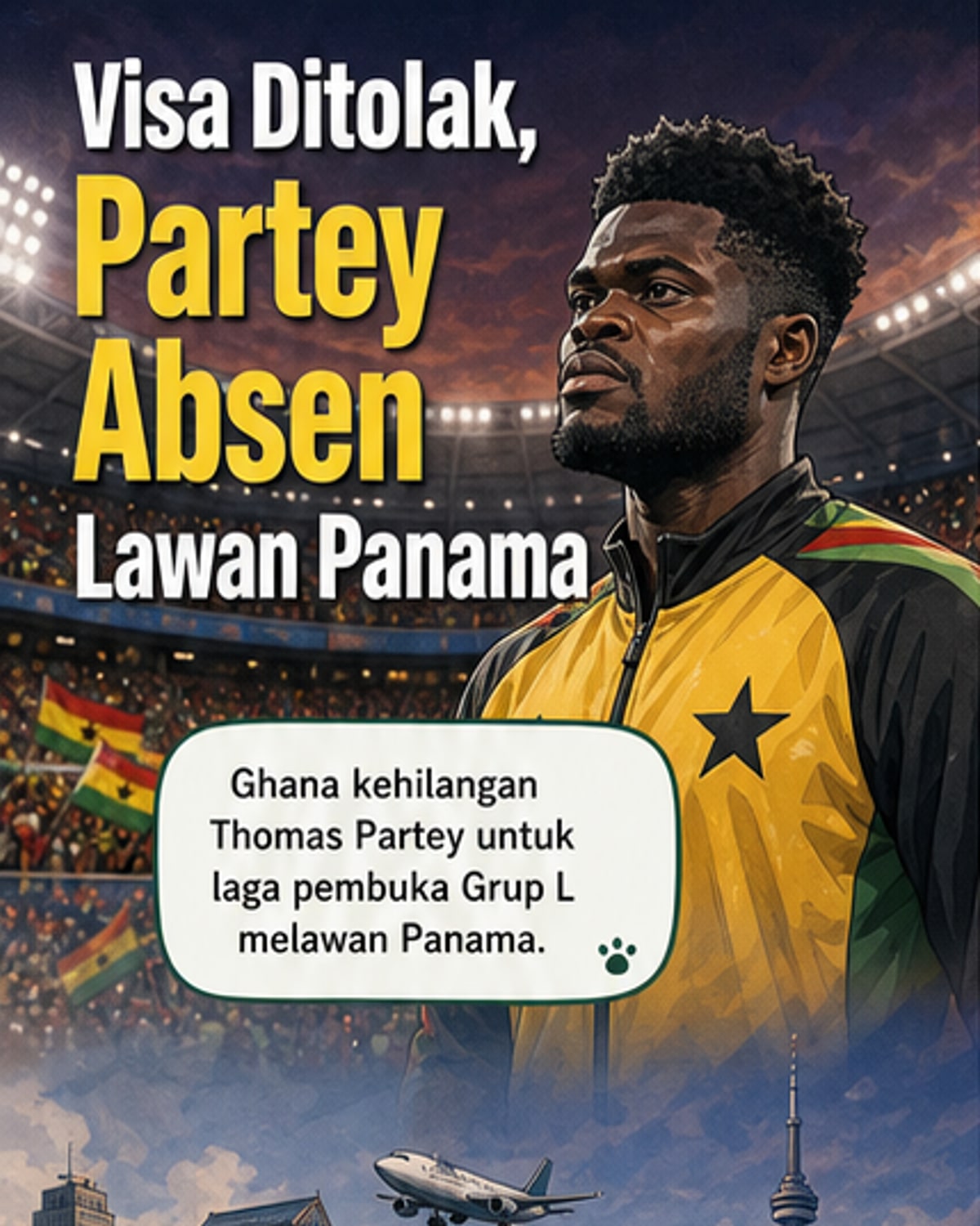 Partey Absen Lawan Panama karena Visa Ditolak