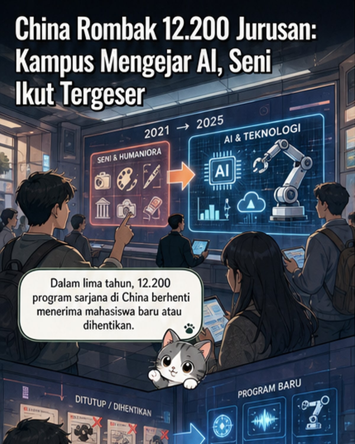 China Hapus 12.200 Jurusan, Fokus ke AI